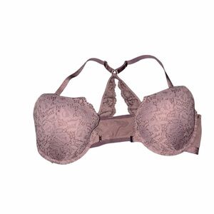 Elegant Lace Padded in Soft Mauve Front  Closure Bra Size 40D Push Up